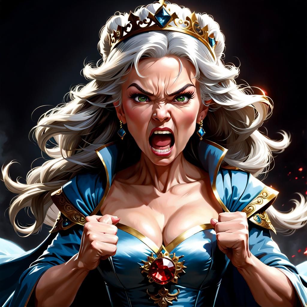 Angry Princess Portrait in Golden Age Illustration Style