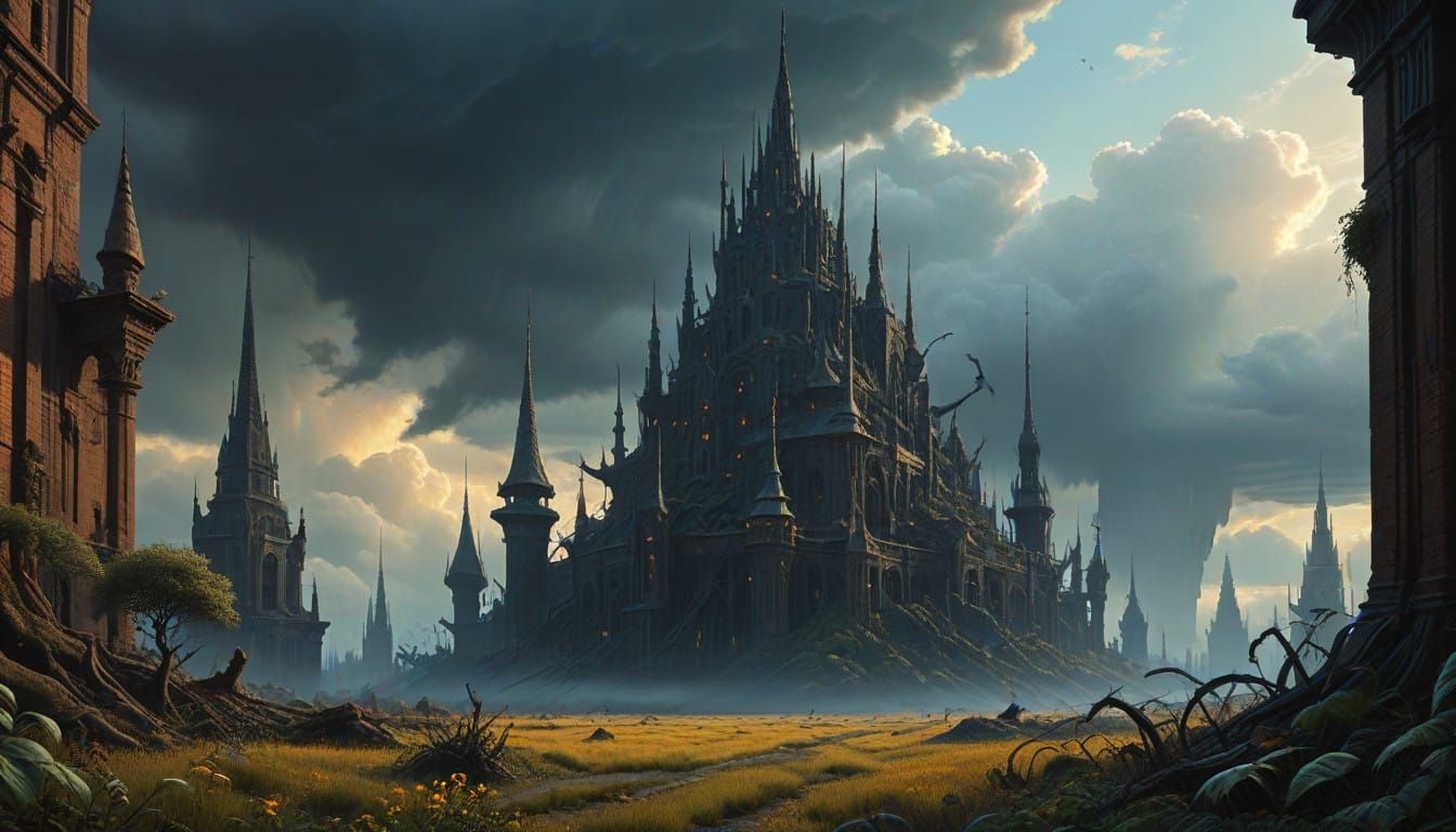 Avant-Garde Fantasy Cityscape with Dreamlike Quality