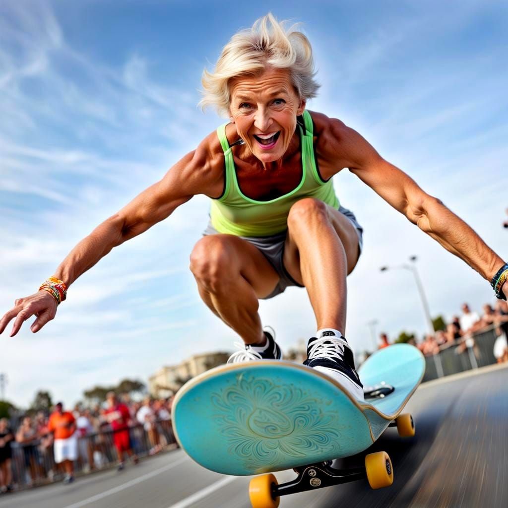 Elegant Athlete Speeds Through the Crowd