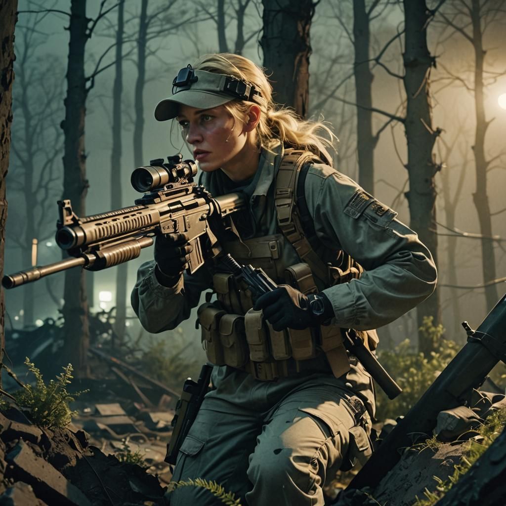 Night Sniper in Gregory Crewdson Style