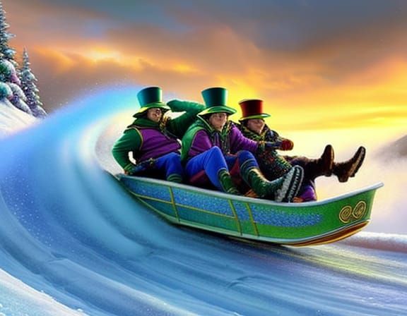Leprechaun Bobsled Team on Rainbow Run