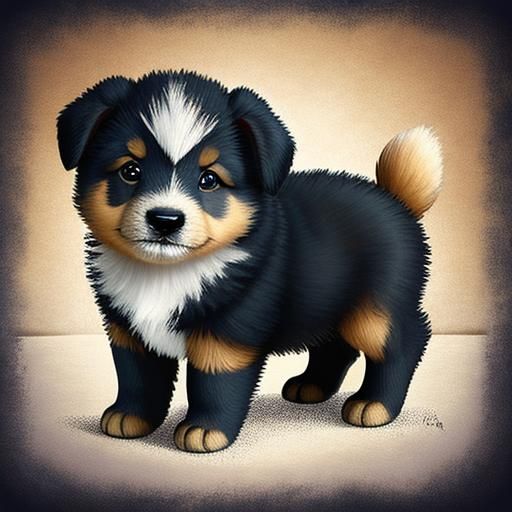 Cute Little Baby Shepherd Puppy Portrait