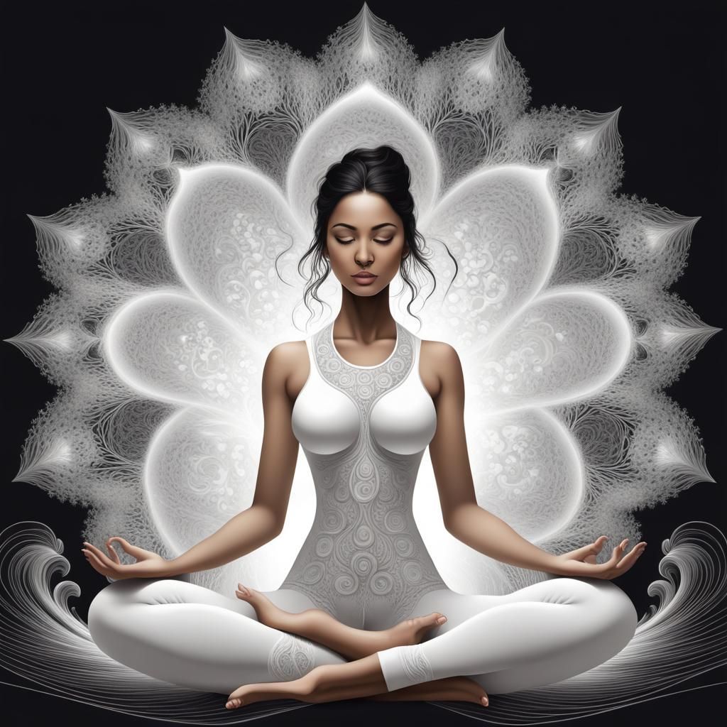 Goddess in Yoga Pose With Powerful Aura