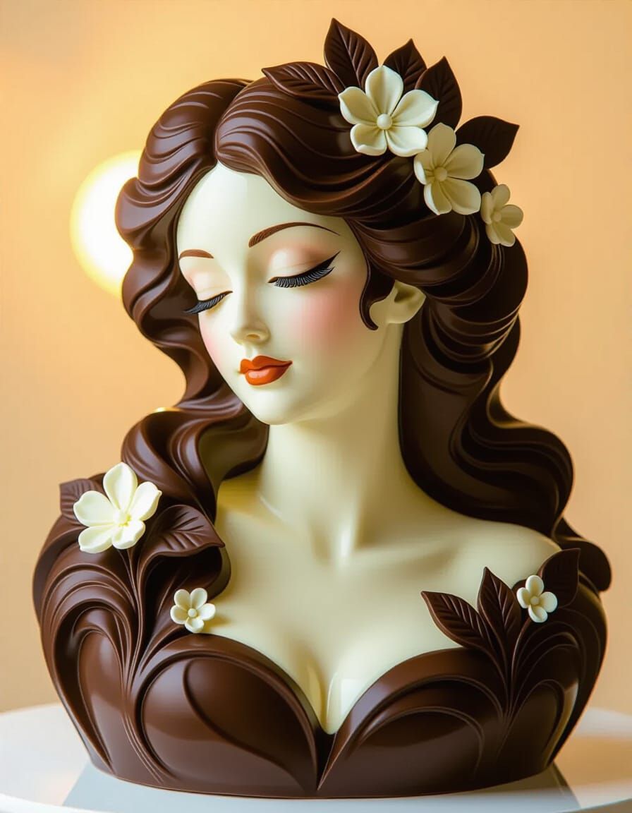 Towering Chocolate Sculpture of a Woman