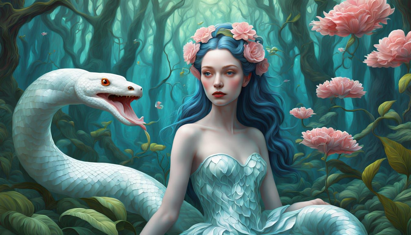 Surreal Fantasy Scene in Iridescent Colors