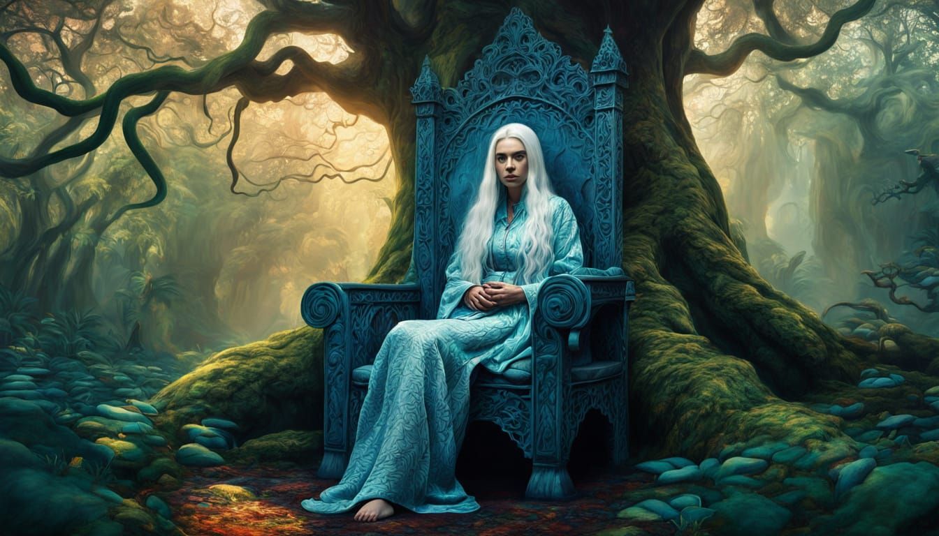 Dreamlike Faerie Queen with Snake's Lower Body, in Vibrant P...