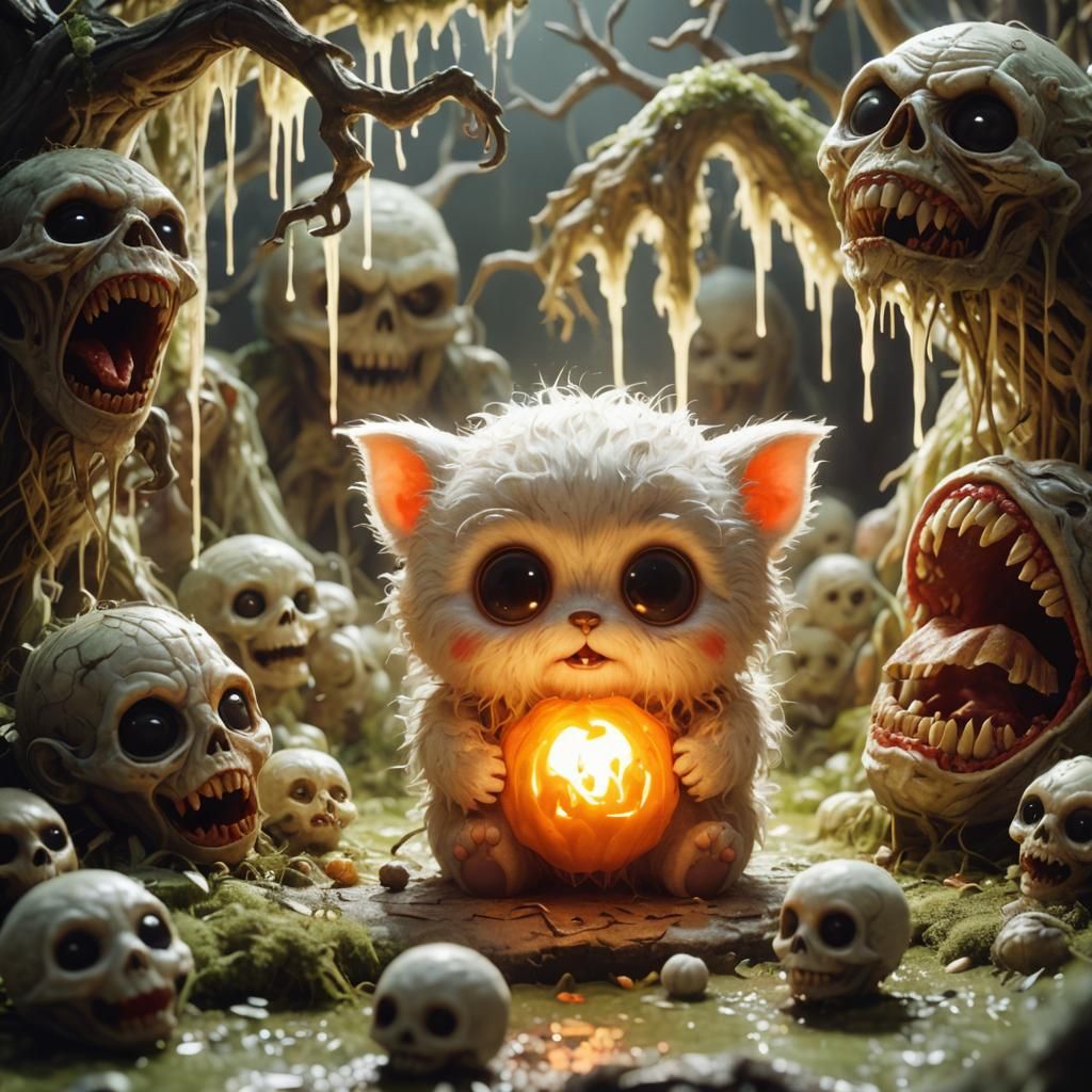 Cute Horror: Detailed Matte Image in 32k Resolution