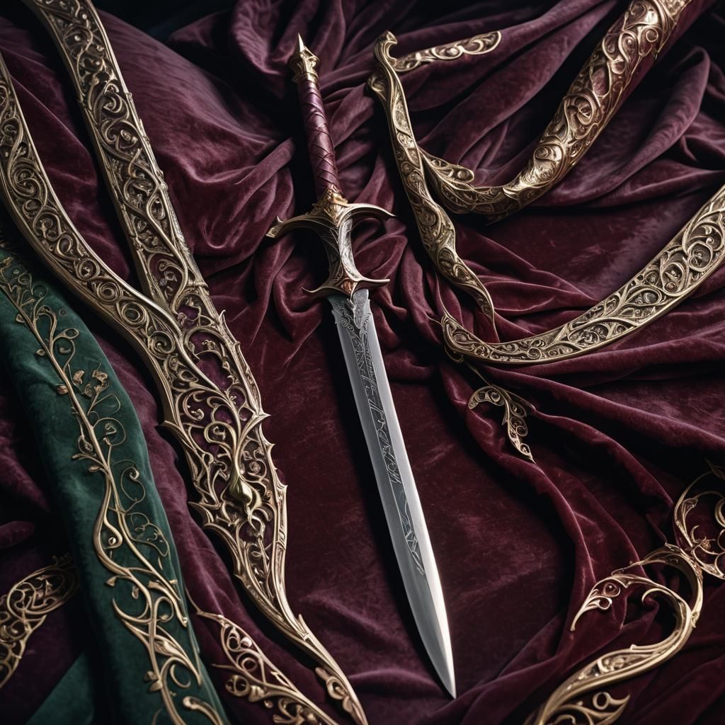 Elven Blade in Lavish Bedchamber: Fantasy Art