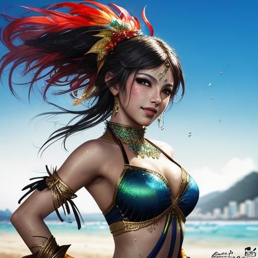 Rio Carnival Dancer in Alcohol Ink Style