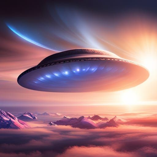 Five UFOs Flying by Earth in Detailed Matte Painting