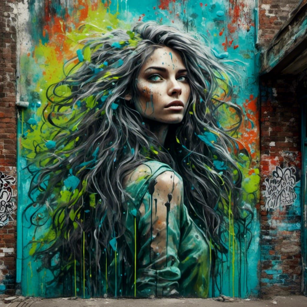 Stunning Fairy in Alleyway with Vibrant Street Art