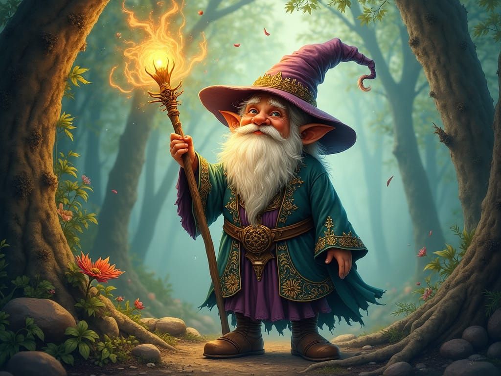 Gnome Wizard in Enchanted Forest