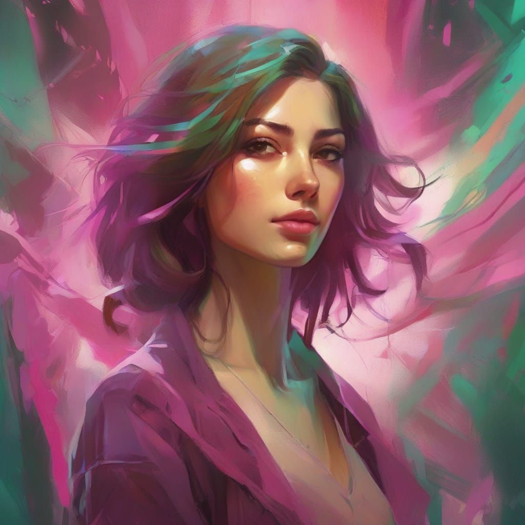 Surreal Portrait of Hope and Determination in Vibrant Fantas...