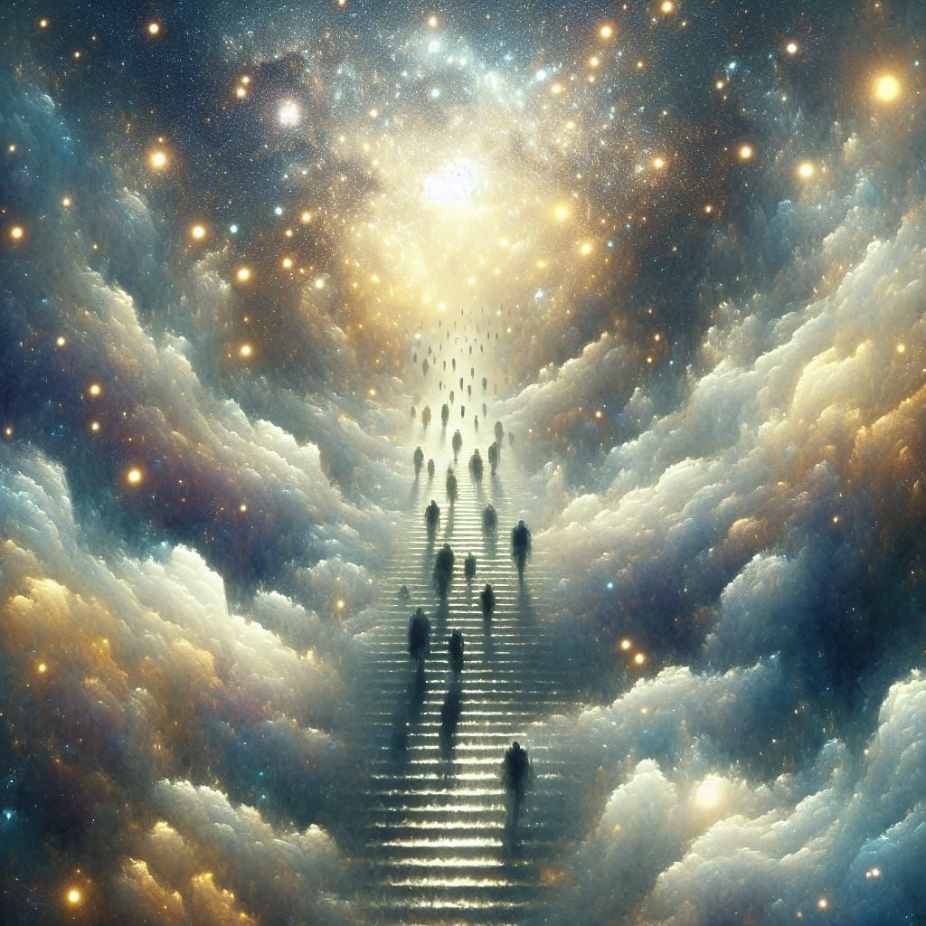 Ethereal Stairway Ascends to Sparkling Cloudscape