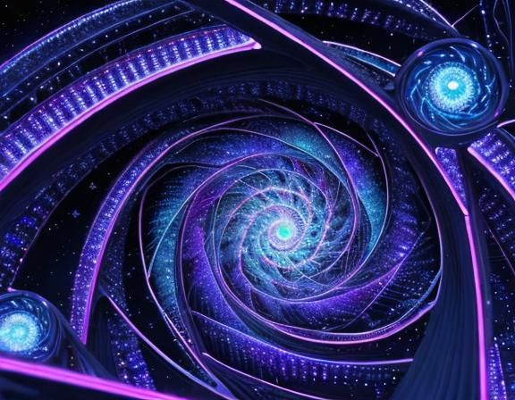Neon Spiral Vortex Portal on Diamond Landscape