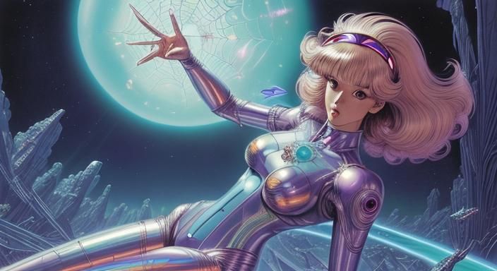 Retro Sci-Fi Space Girl Illustration in Sorayama Style