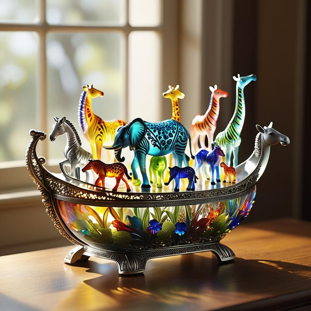 Glass Animals in Noah's Ark Bathed in Sunlight
