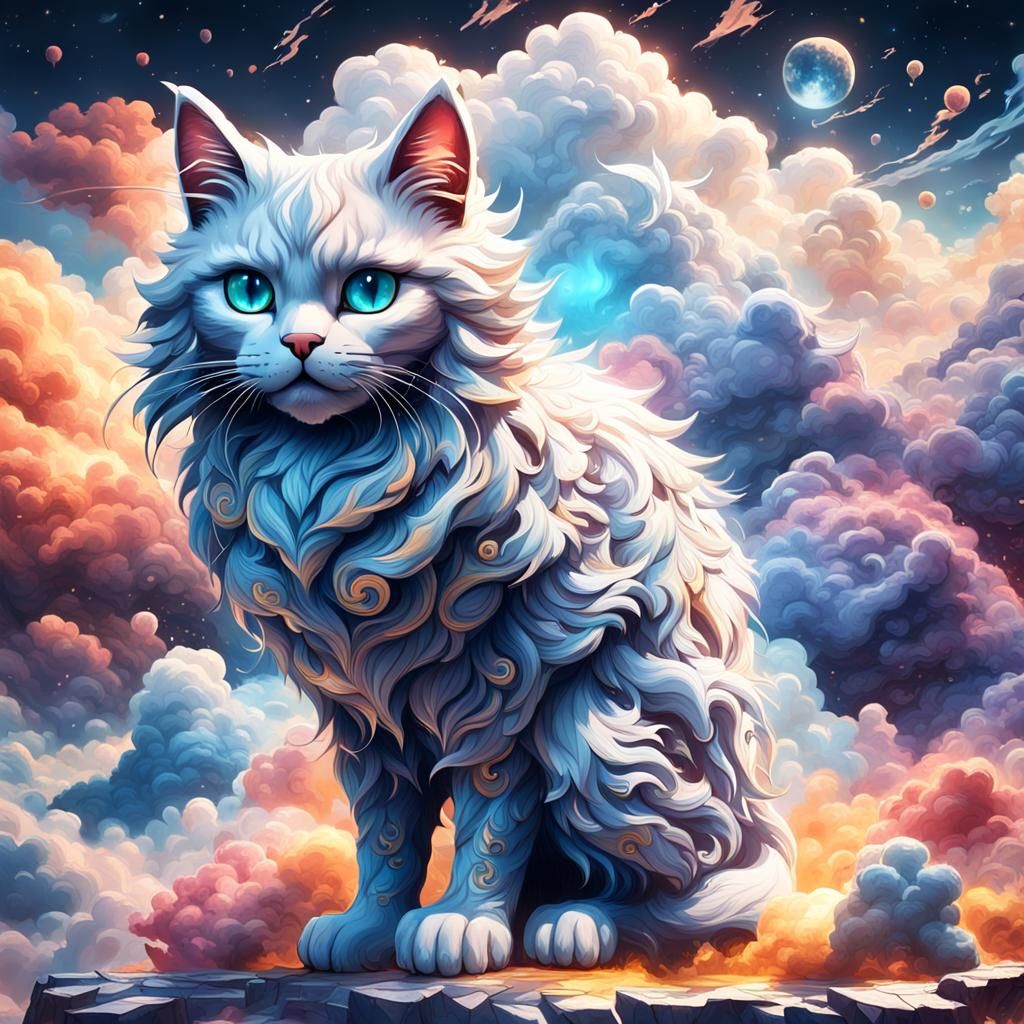 Fantastical Cloud Cat Fantasy Concept Art