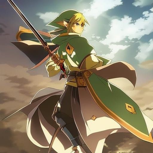 Link from Zelda: Tears of the Kingdom in Anime Style