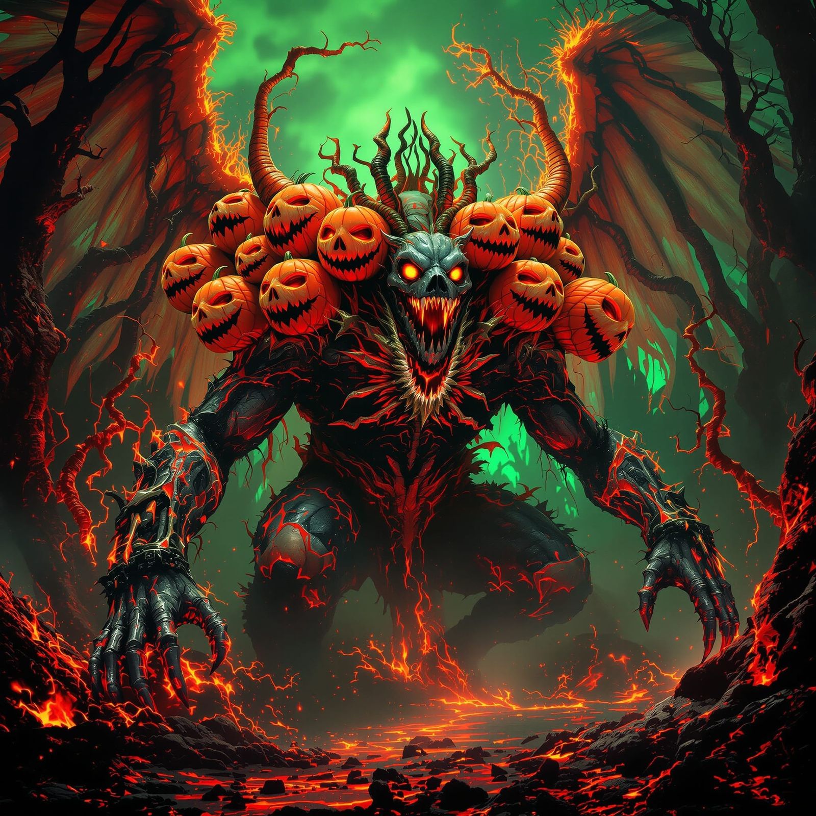 Psychedelic Multi-Faced Being on Alien Planet