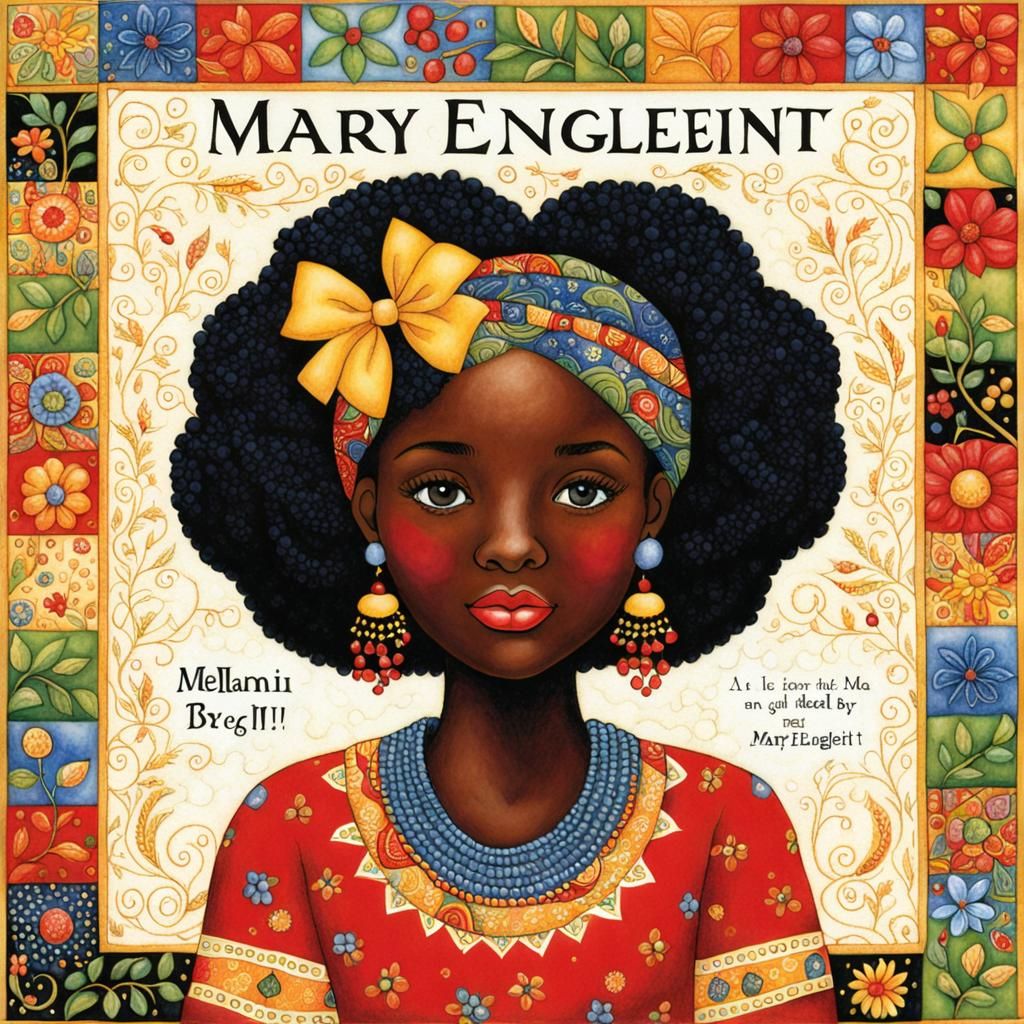 Charming Melanin Portrait in Folk Art Style