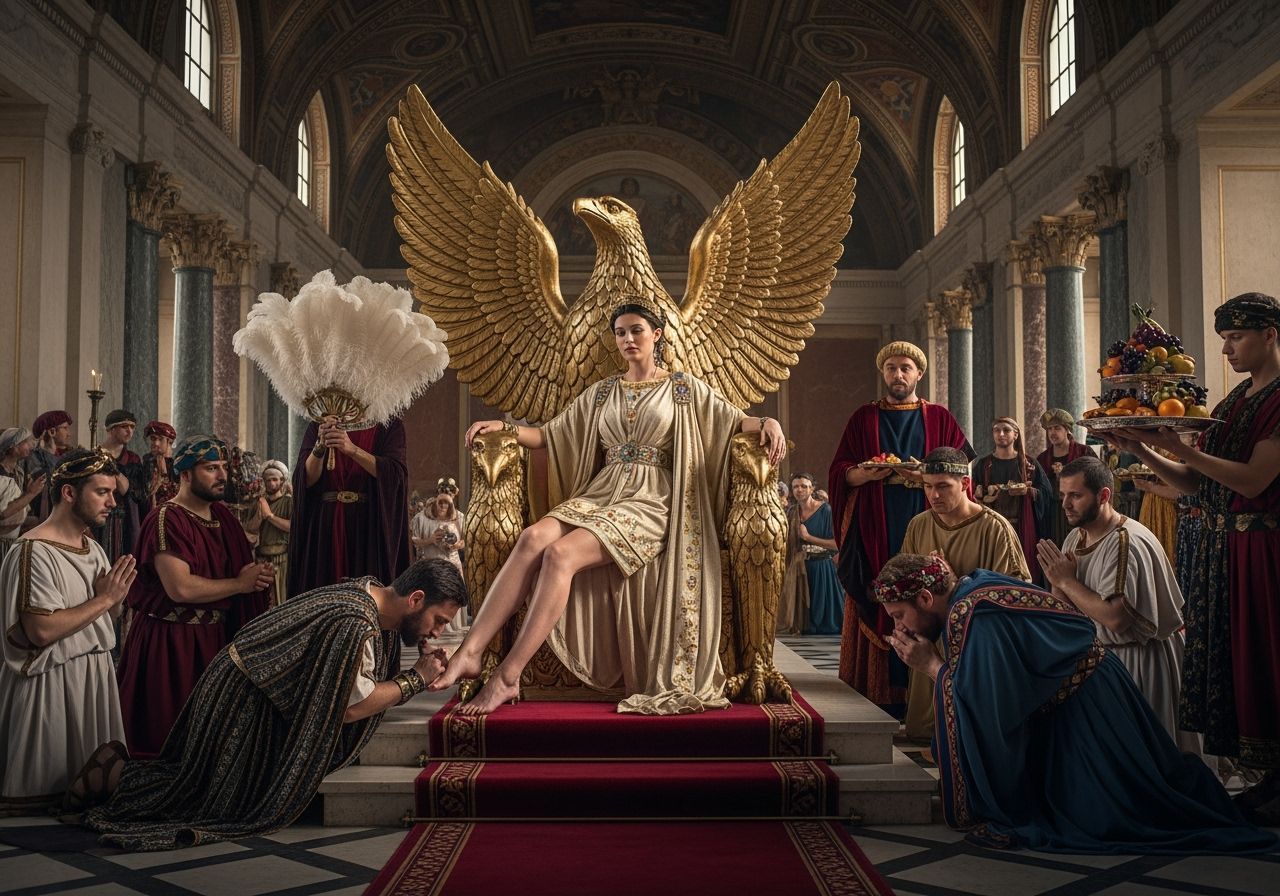 Roman Empress on Golden Eagle Throne in Imperial Palace