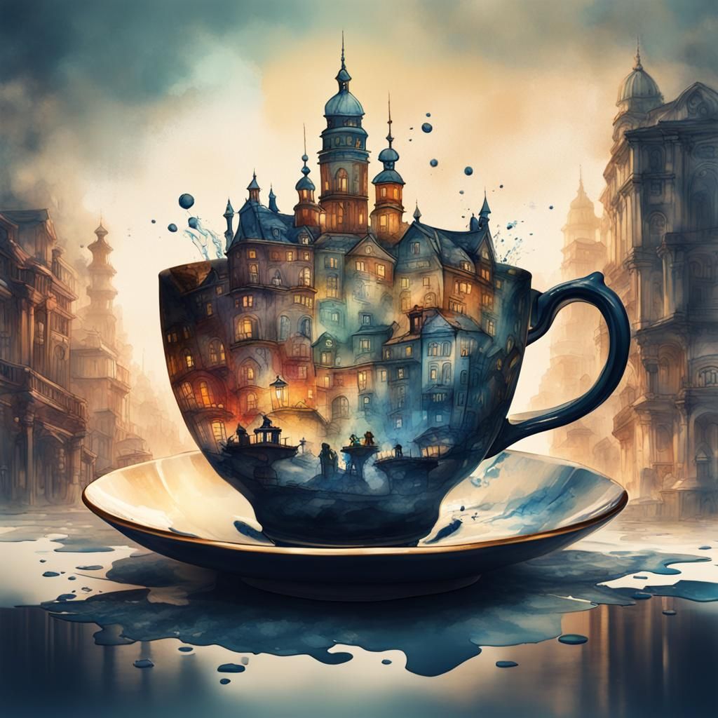 City in a Teacup: Double Exposure Art