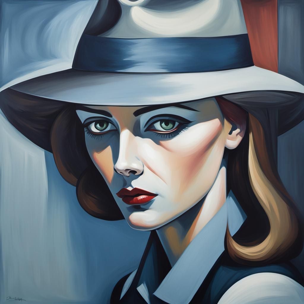 Noir Portrait of Woman in Fedora, Edward Hopper Style