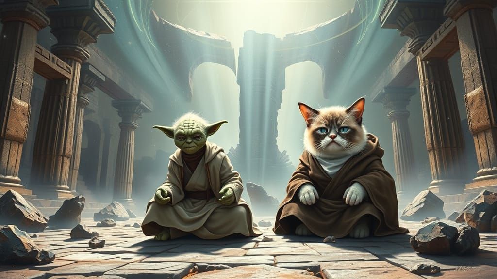 Grumpy Cat, a disciple of Master Joda