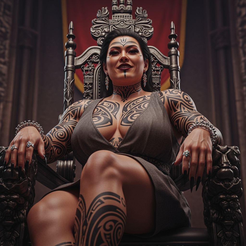 Stunning Filipina Queen on Throne, Detailed Matte Painting
