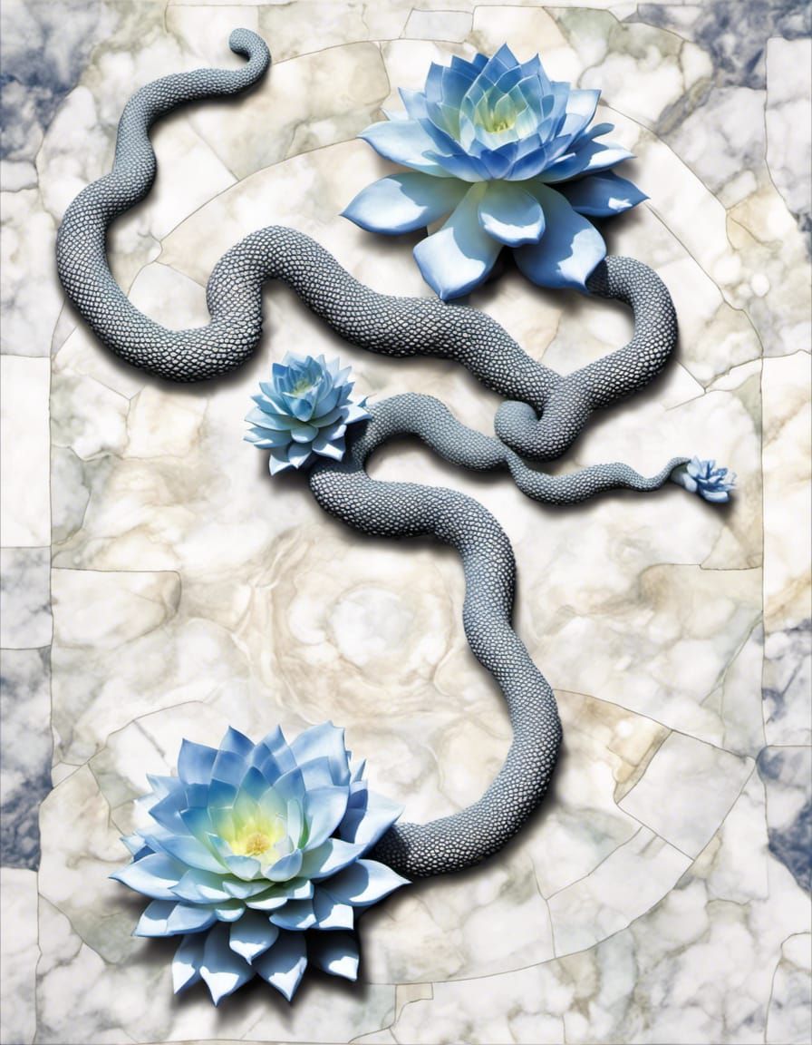 a man standing in front of lophophora williamsii cactus entwined in a lotus flower sleeping and dreaming, snake kundalin...