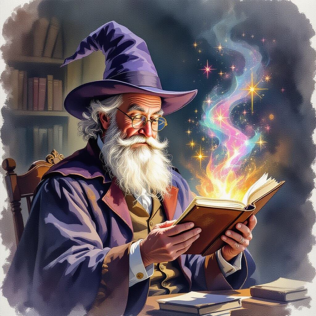 Magic Professor Teaches Students in Watercolor Style
