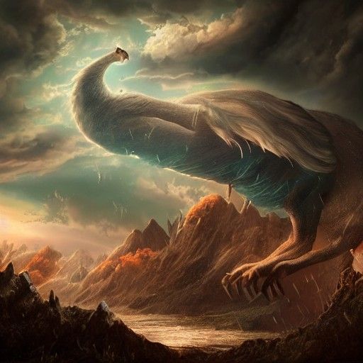 Cinematic Magical Creature Against Beautiful Sky