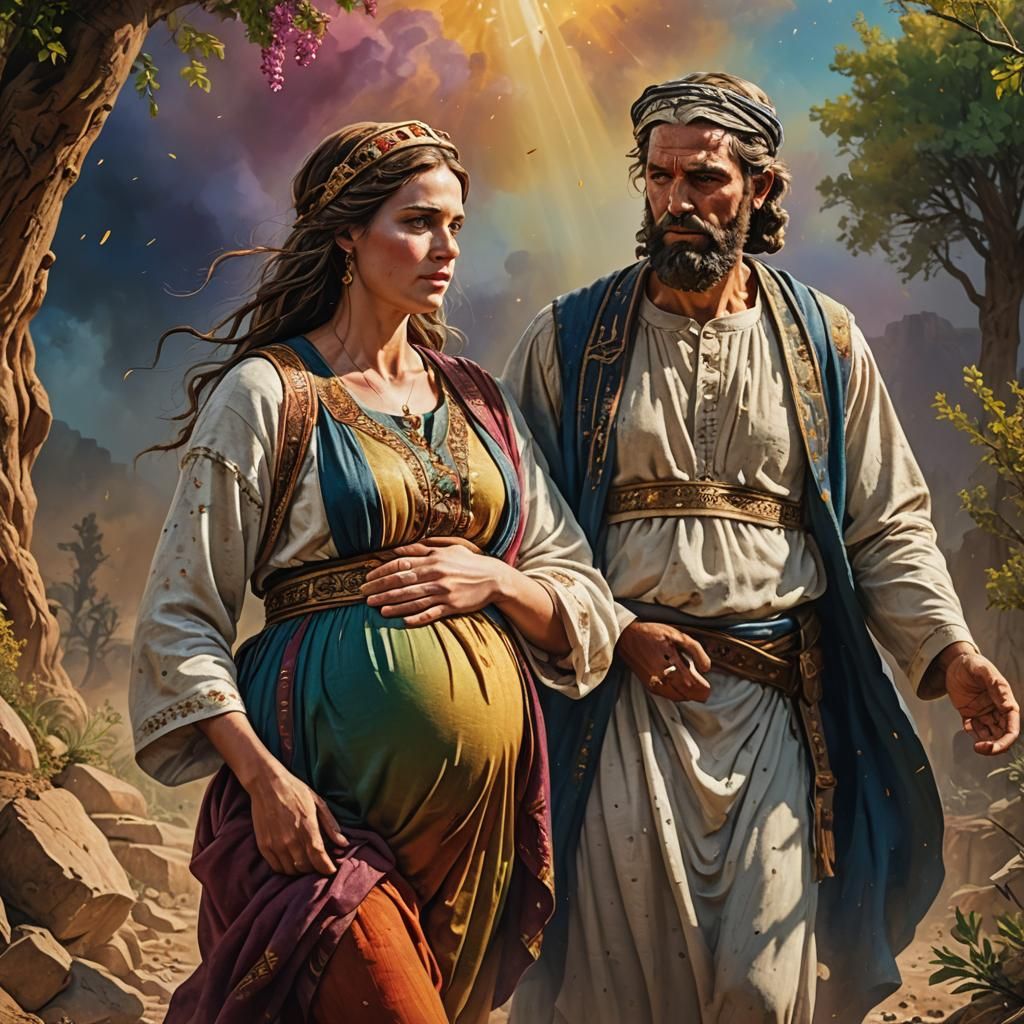 Abraham and Wife: Hyperrealistic Biblical Art