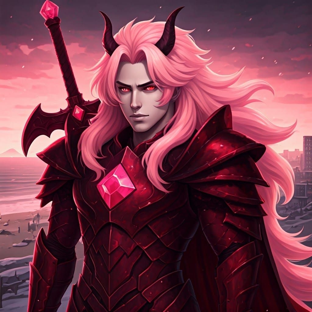 Stoic Warrior in Demonic Armor: Dark Fantasy Art