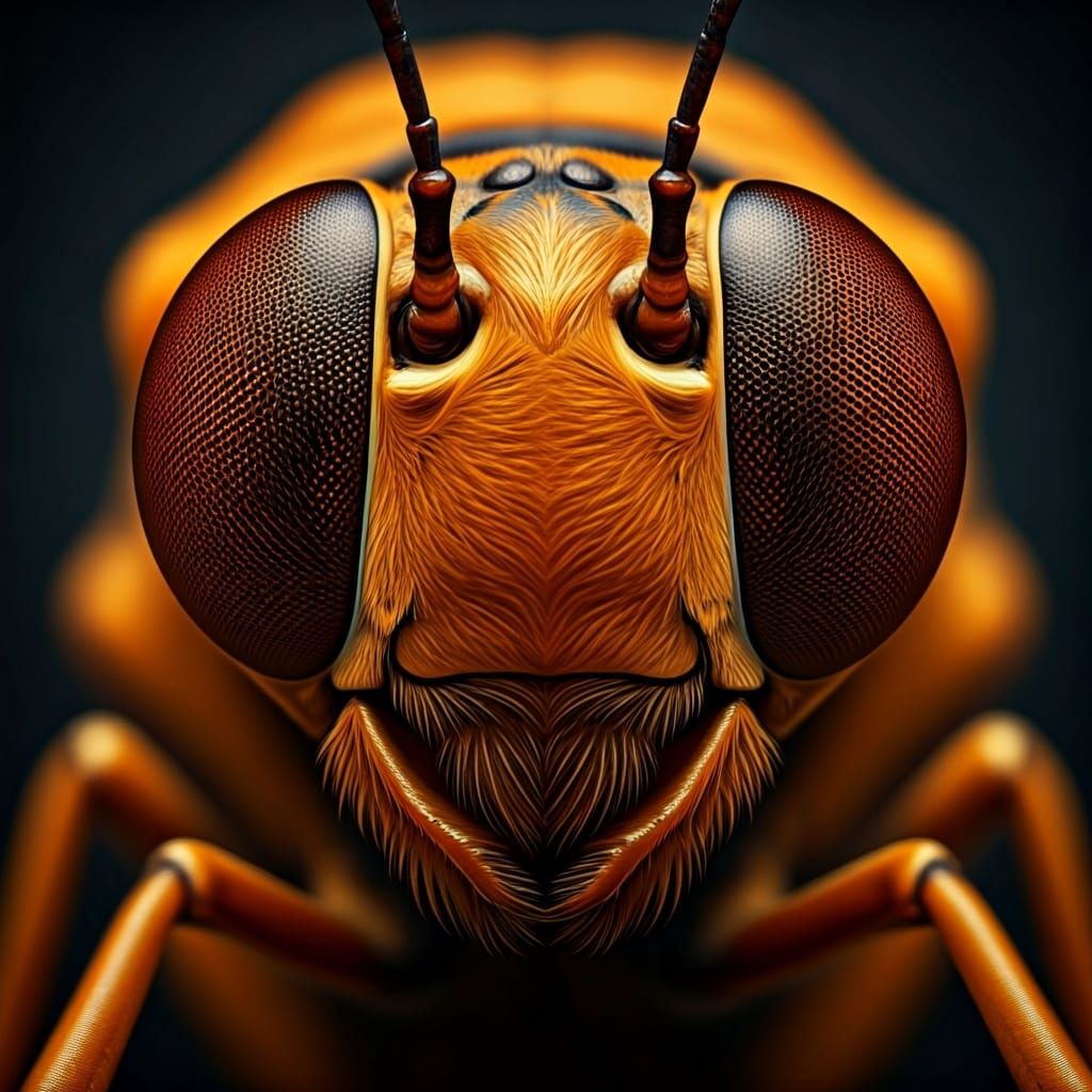 Macro Insect Face in Hyperrealistic Style