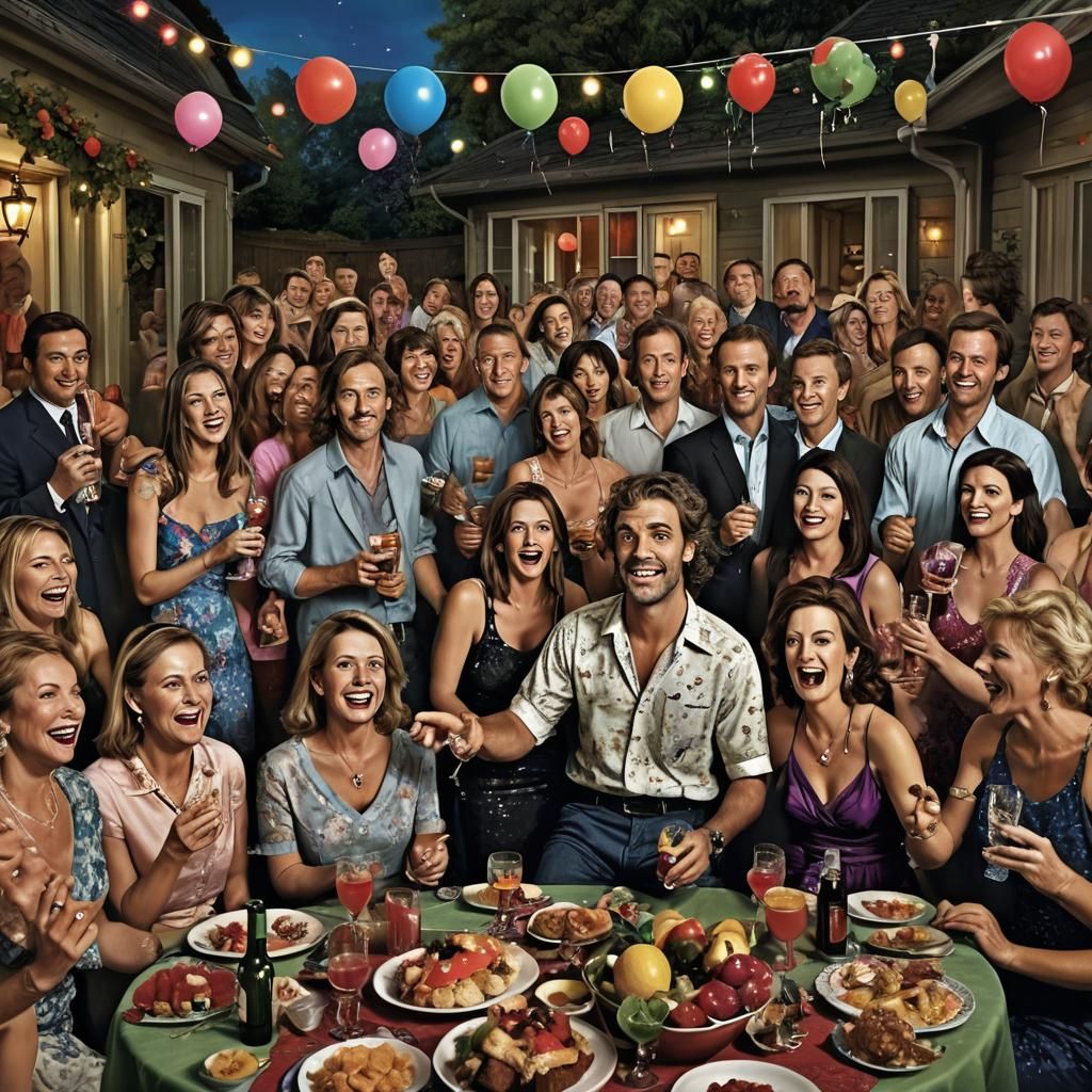 Festive Celebration in Detailed Fantasy Art Style