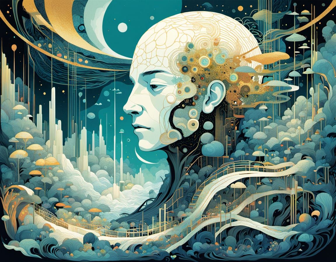 Abstract Organic Structures in Synthwave Style