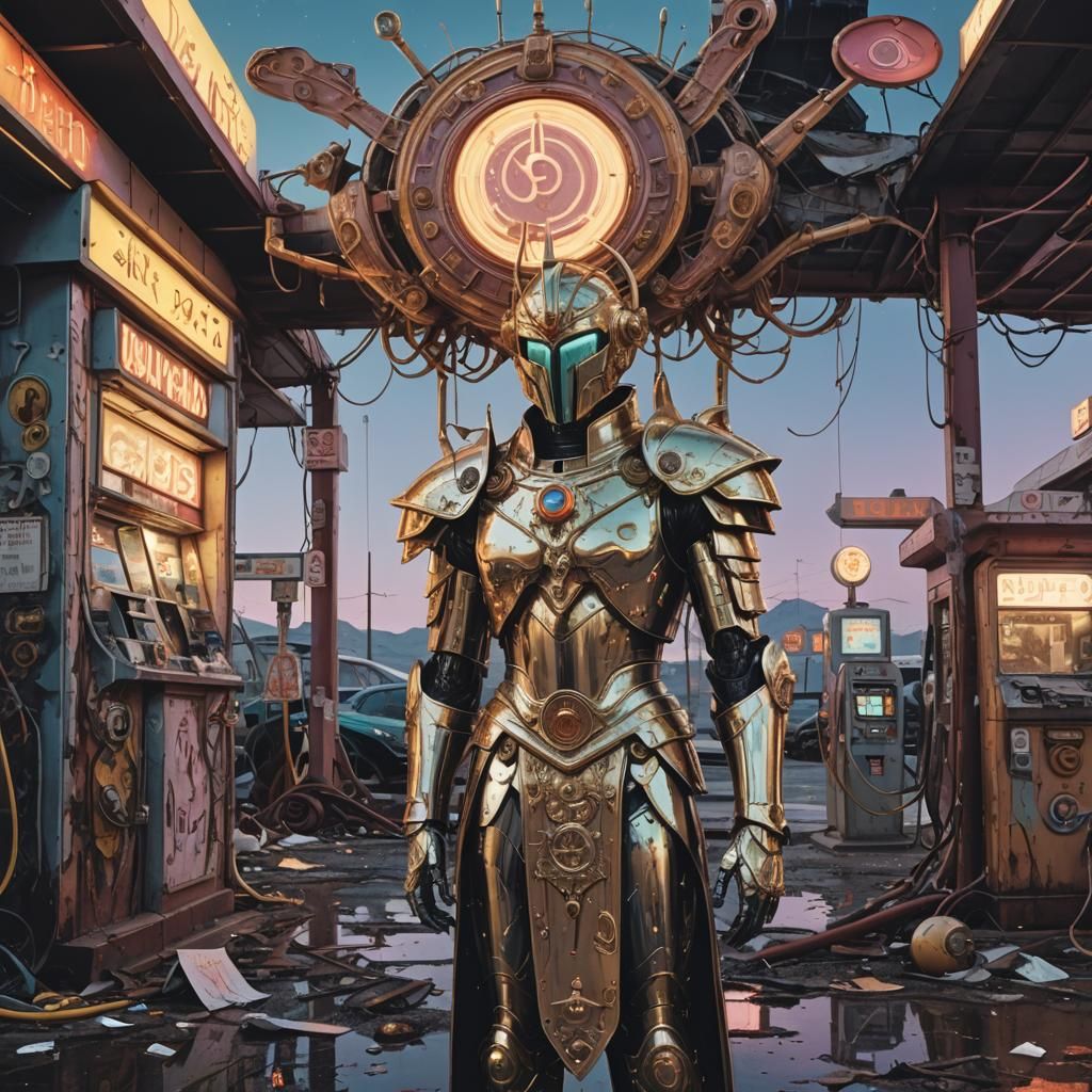 Forlorn Emperor at a Sci-Fi Gas Station