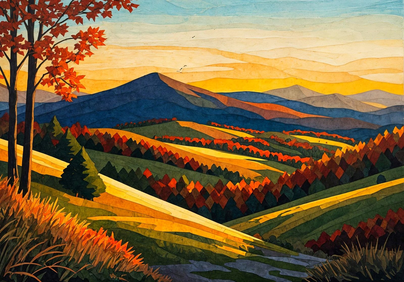 Ouachita Mountains Collage at Golden Hour