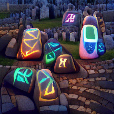 Enchanting Glowing Rune Stones in Ethereal Light