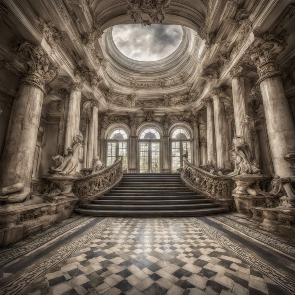 Baroque Country Mansion Exterior in Hyperrealistic Style