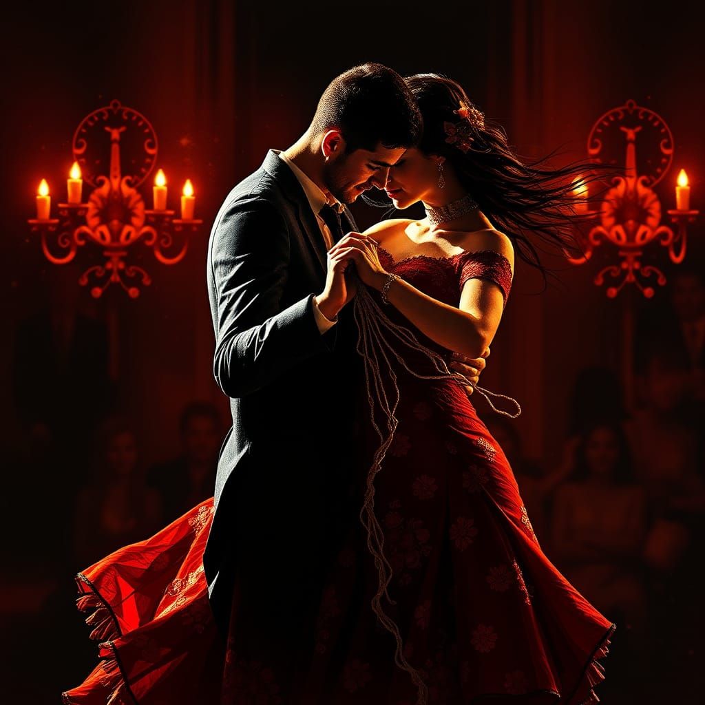 Dynamic String Art Flamenco Dancers in Spain