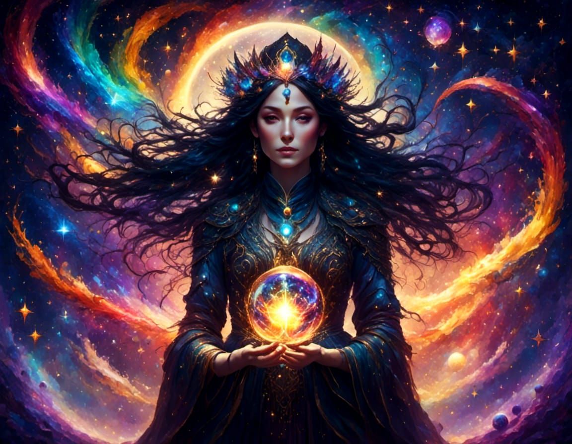 Celestial Wizard Casting Galactic Spell