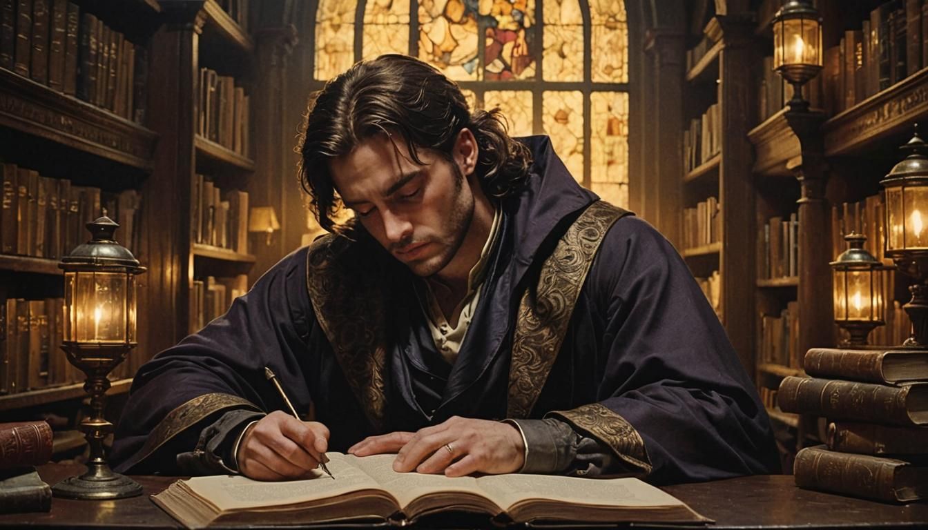 Young Lord Asleep in Library: Film Noir Aesthetic