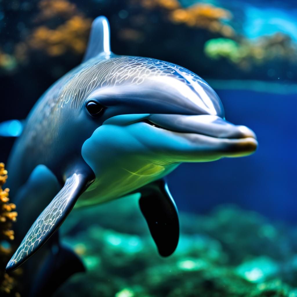 Bioluminescent Dolphin Hybrid with Detailed Skin