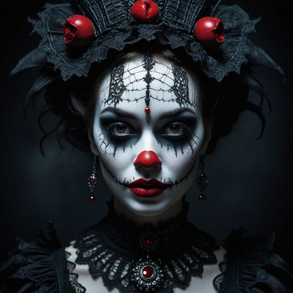 Gothic Beauty in Clown Makeup, Inspired by Tim Burton's Dark...
