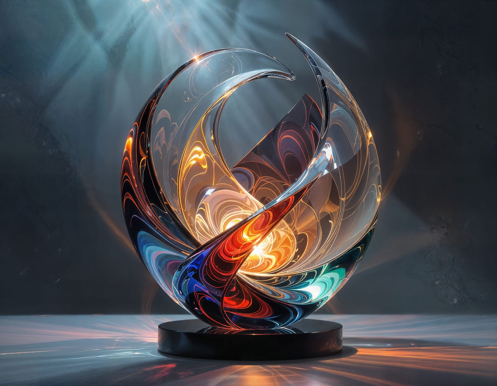 Abstract Dragon Glass Sculpture Masterpiece