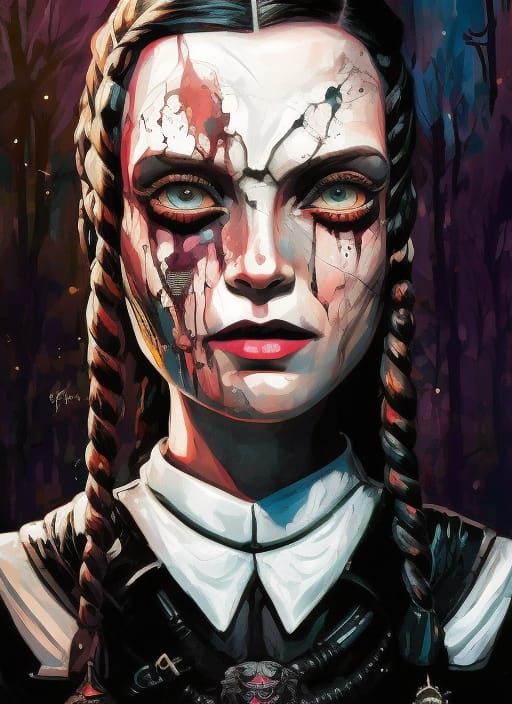 Wednesday Addams Portrait in Borderlands Style