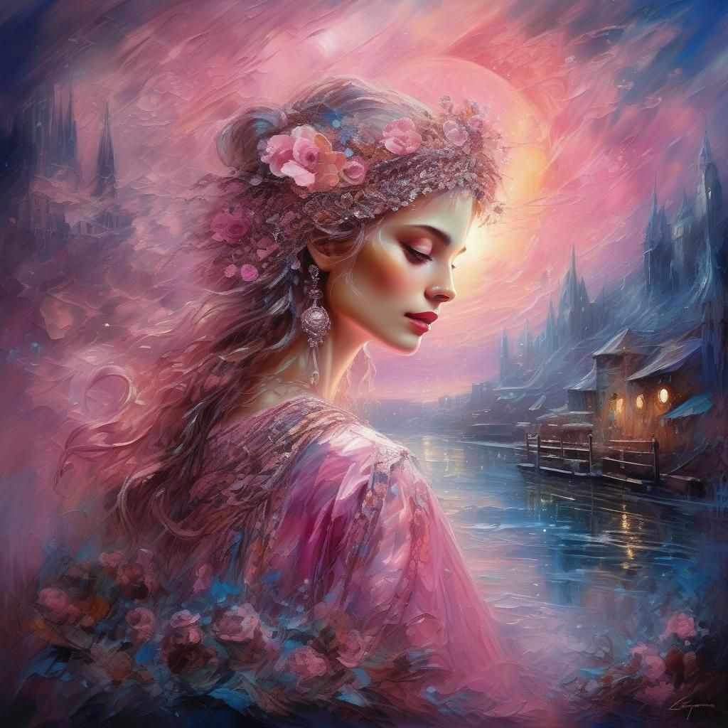 Pink Nocturne Dreamscape in Ethereal Style